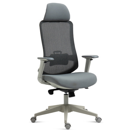 Kancelářská židle Autronic Kancelářská židle, šedý plast, šedá průžná látka a mesh, 4D područky, kolečka pro tvrdé podlahy, multifunkční mechanismu (KA-V321 GREY)