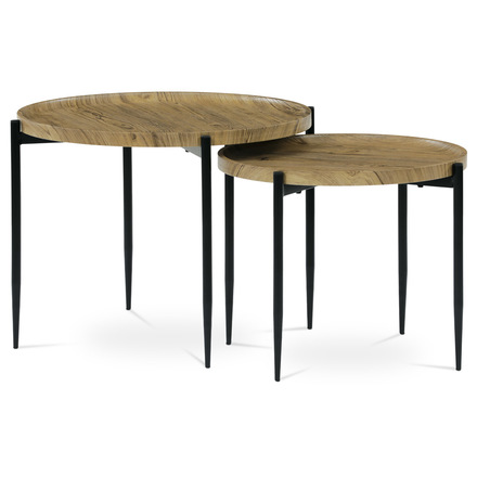 Konferenční stoly Autronic Set 2ks konferenčních stolů, MDF dekor divoký dub, černé kovové nohy (AF-601 OAK)