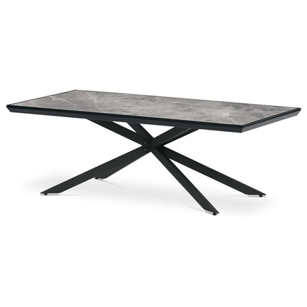 Konferenční stůl Autronic Stůl konferenční, deska slinutá keramika 120x60, šedý mramor, nohy černý kov (AHG-288 GREY)