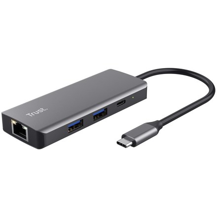 USB Hub Trust DALYX, 6-in-1 USB-C Multi-Port - stříbrný