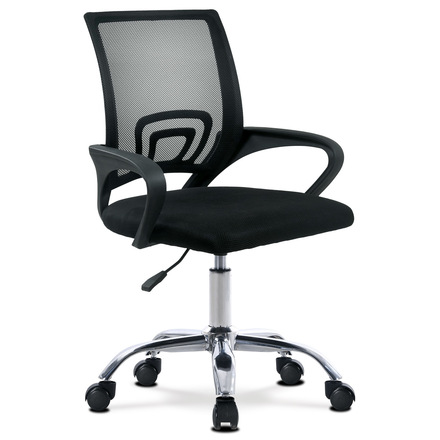 Kancelářská židle Autronic potah černá látka MESH a síťovina MESH, výškově nastavitelná, kovový chromovaný kříž (KA-L103 BK)