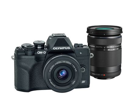Kompaktní fotoaparát s vyměnitelným objektivem Olympus E-M10 Mark IV 1442 EZ + 40-150mm II R Pancake double zoom kit black/black/black