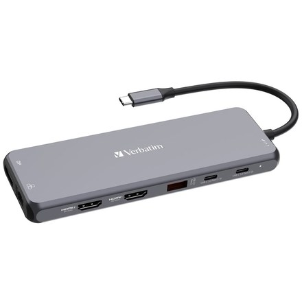 USB Hub Verbatim USB-C Pro Multiport 13 Port - stříbrný