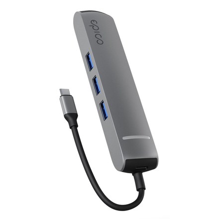 USB Hub Epico 6in1 Slim 8K USB-C/ 1× USB-C, HDMI, 3× USB 3.0 - šedý