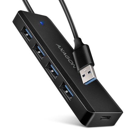 USB Hub Axagon 4x USB / USB-C, kabel USB-A 19cm - černý
